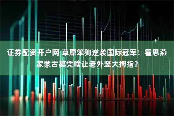 证券配资开户网 草原笨狗逆袭国际冠军！霍思燕家蒙古獒凭啥让老外竖大拇指？